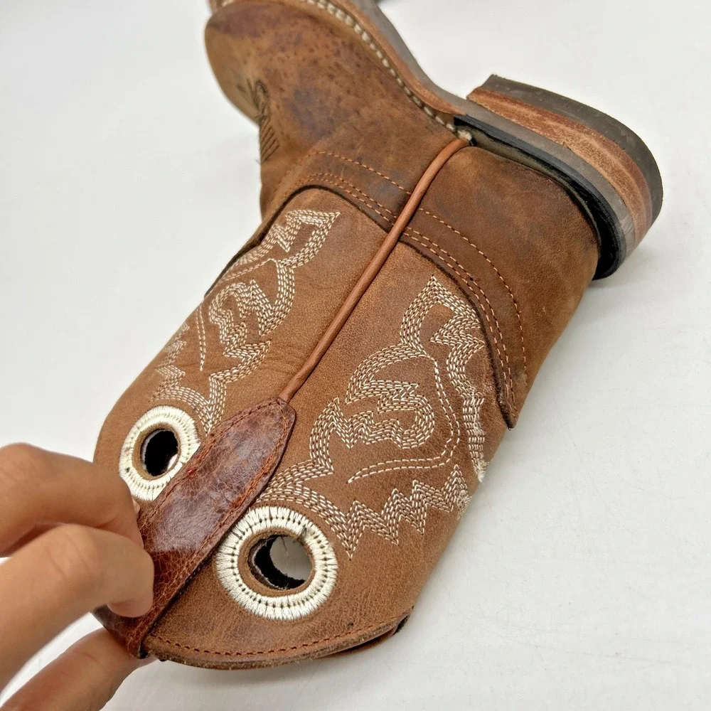 Veretta Boots Kids‎ Size 15 Western Leather Brown Embroidered Cowboy Kidcore